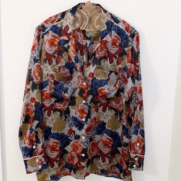 Equipment Tops - EQUIPMENT SILK BLOUSE DIGITAL FLOWERS